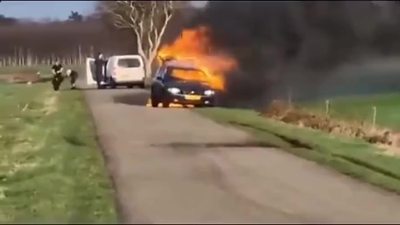 Guys car catches fire while hauling fireworks