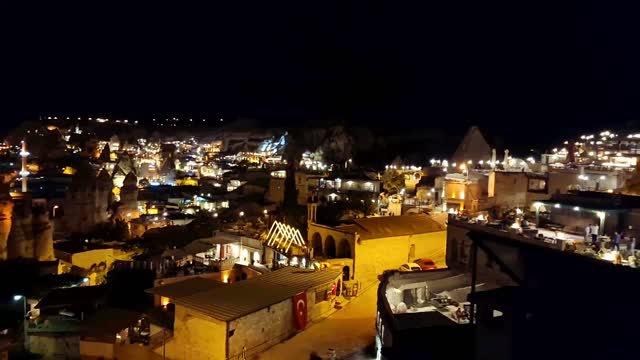 Romantic view of a beautiful city at Night in Turkey.