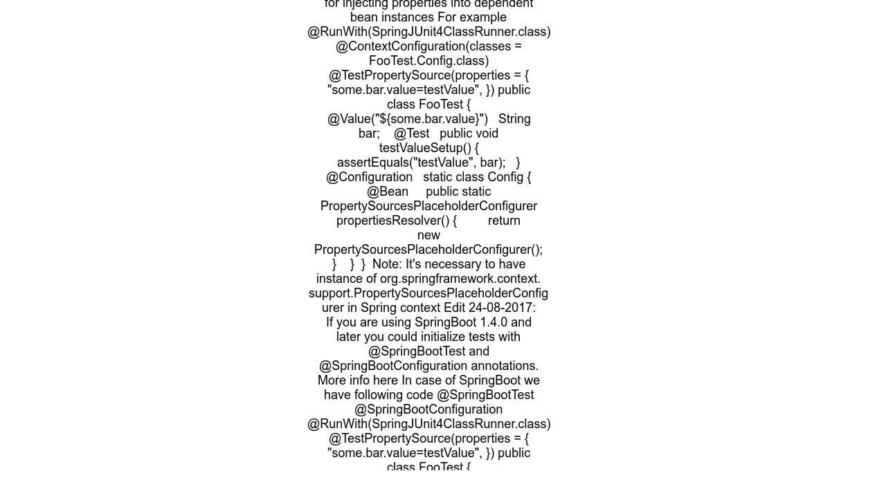 Populating Spring @Value during Unit Test