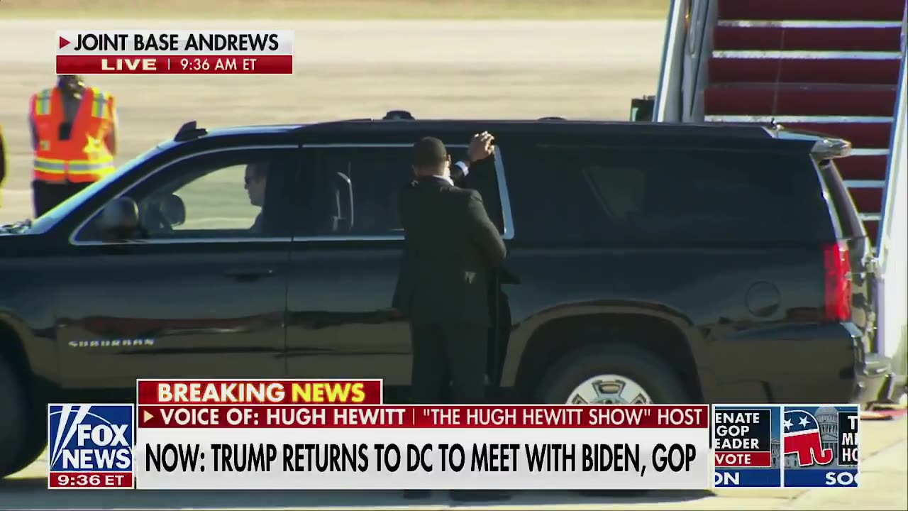 President Trump arrives in Washington, DC for meeting at the White House