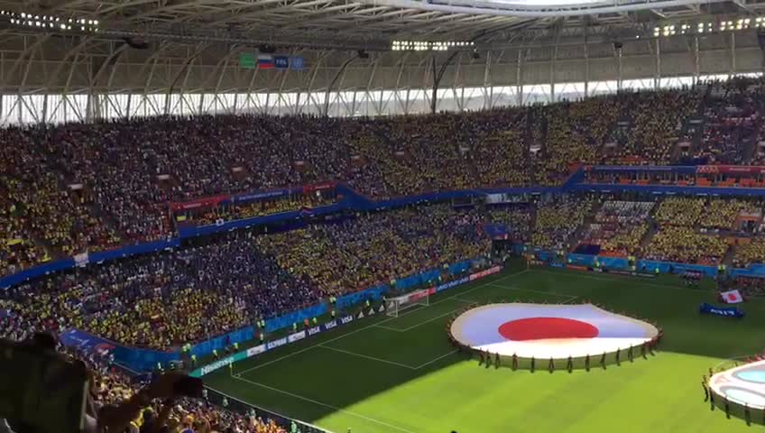 Hinchas de Colombia entonaron el Himno Nacional en Rusia