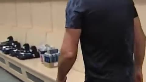 GSP greets Nick Diaz in his #UFC266 locker room #shorts