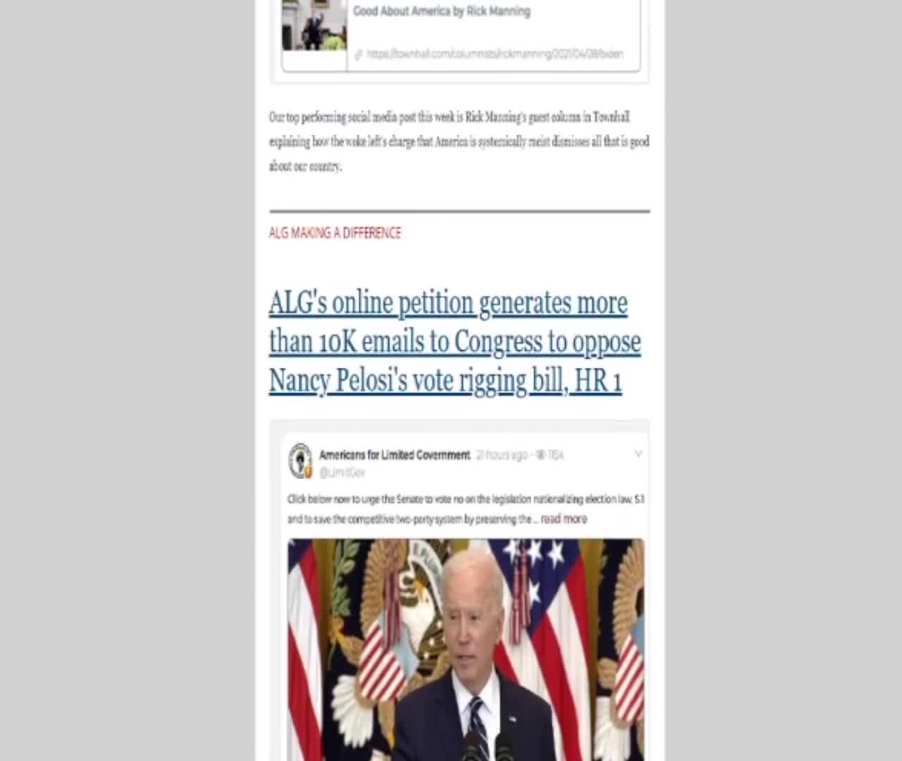 Americans for Limited Government, Who We Are and What We Do
