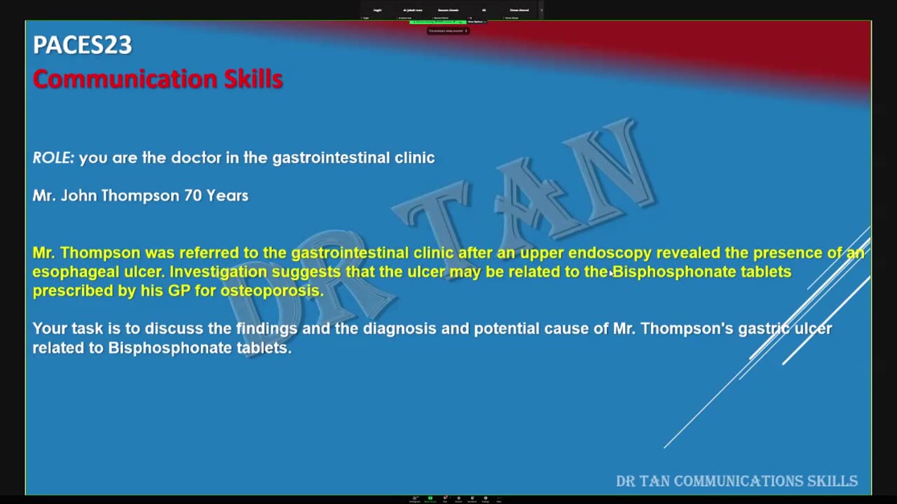 ST4.Talk to a 70 year old man with esophageal ulcer which can be due to the use of bisphosphonate
