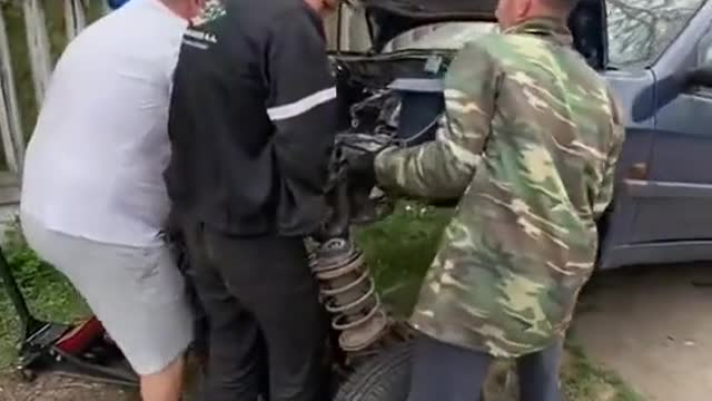 Disassembly of abandoned automobile engine