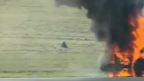 Video footage of the Texas prison bus that went up in flames on I-45