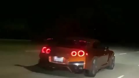 Nissan GTR throwing flames