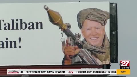 Who's responsible for the Joe Biden Taliban billboard over I-83 in York County?