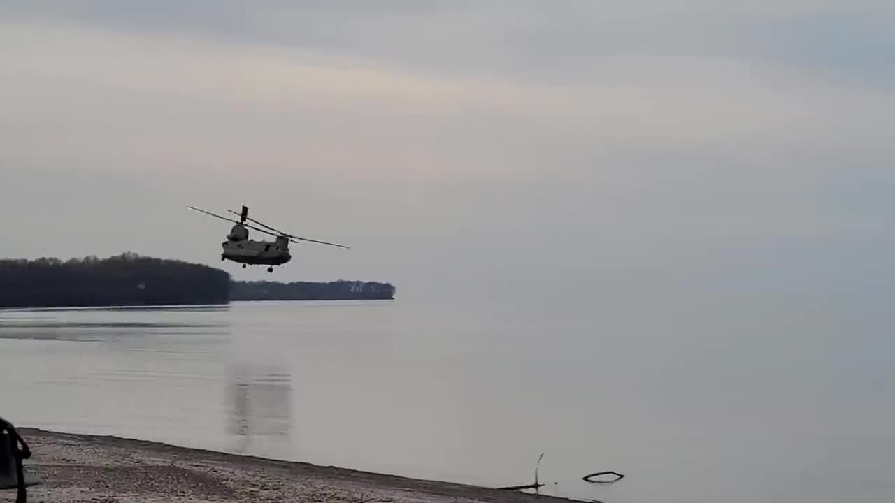 Extreme Low Pass By Two Boeing CH-47 Chinook Flying