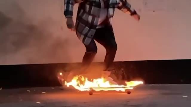 Burning Skateboard