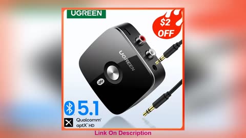 Review UGREEN Bluetooth RCA Receiver 5.1 aptX HD 3.5