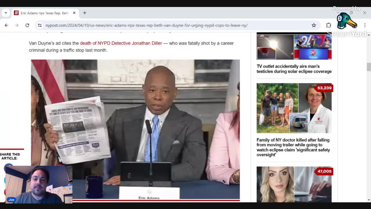NYC Mayor Eric Adams whines about TX Rep Recruiting NYPD Officers To Move To Texas