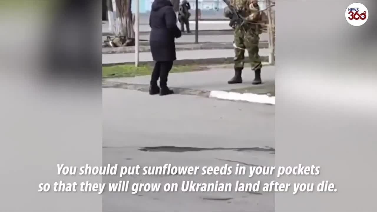 Brave Ukrainian woman confronts armed Russian soldiers in occupied city