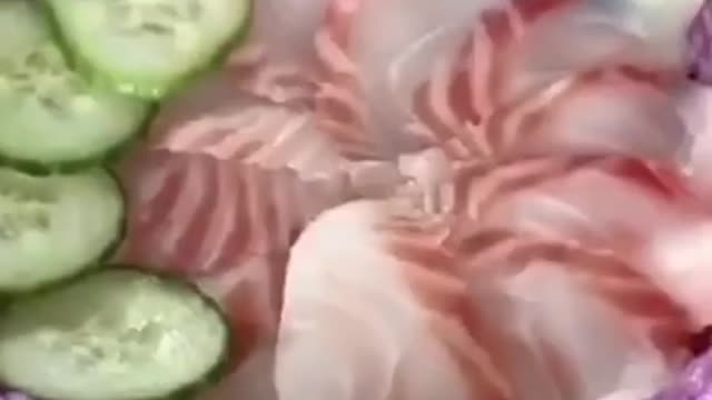 Delicious snacks, colorful rice and fish