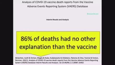 86% of VAERS reported C19 vax related deaths had no other explaination