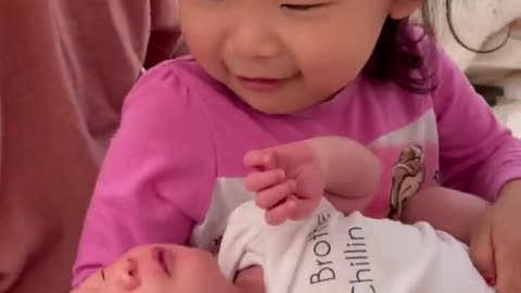 Toddler has the best friendship with her baby brother😍