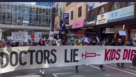 Melbourne protest continued condemning doctors who lied about vaccine that caused deaths to kids