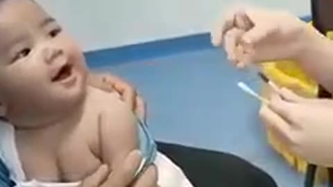 Cute baby get injection