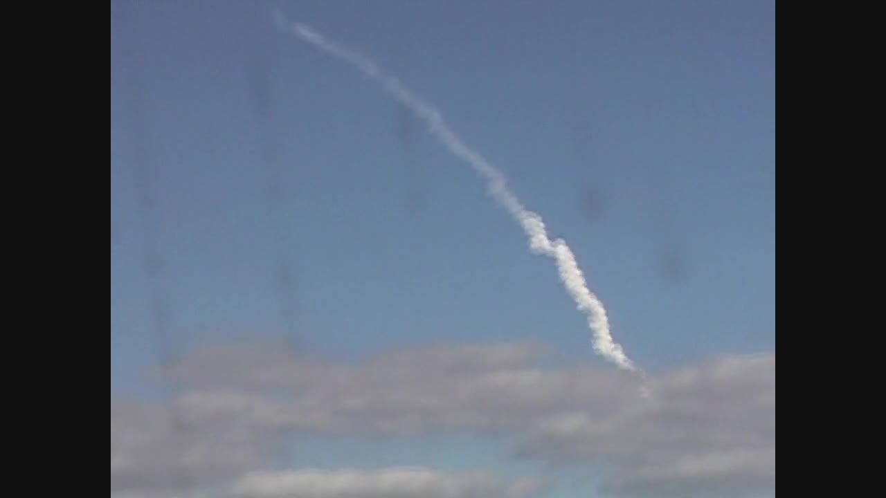 Space Shuttle launch of STS 129 as seen from the Green monorail at Disney on 11-16-2009.