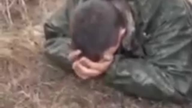 Ukrainian territorial defense or National Guard hunt down fleeing Russian soldier