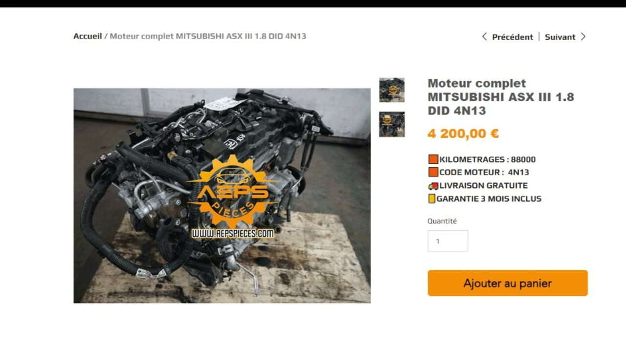AEPSPIECES.COM - Moteur complet MITSUBISHI ASX III 1.8 DID 4N13