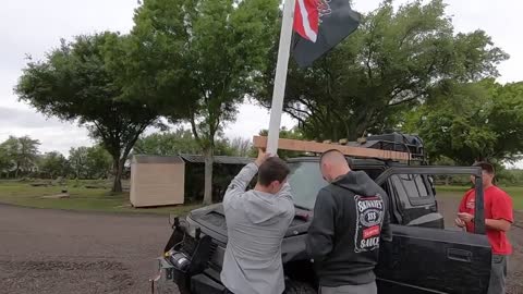 Fixing the Flagpole to the Car