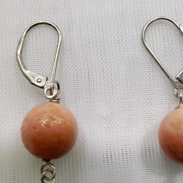 Handmade Unique 2.25” Drop Earrings with 925 Sterling Silver Leverback, Coral