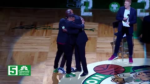 KG Shouts Out Ray Allen, Celtics Big 3 Embraces ☘