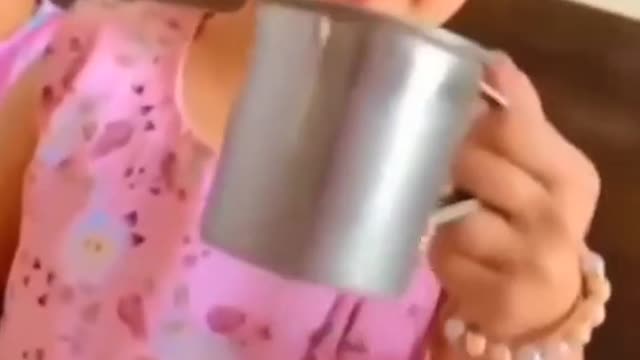 Baby little girl Love to wave at construction workers