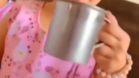 Baby little girl Love to wave at construction workers