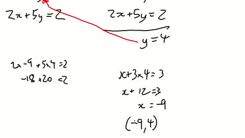 Simultaneous Equations, elimination; x+3y=3 & 2x+5y=2