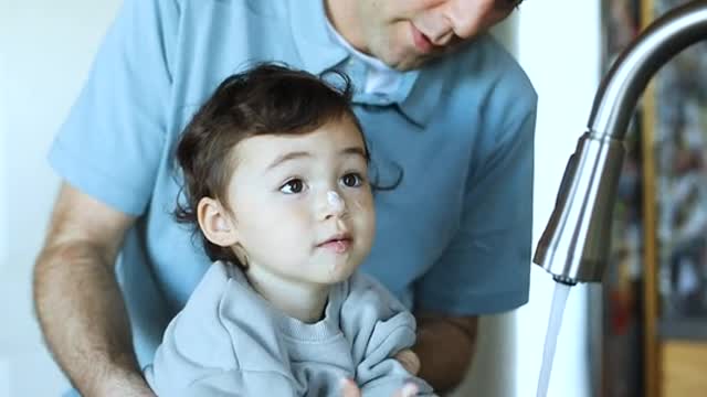 happy baby totally enjoys his new personal backpack