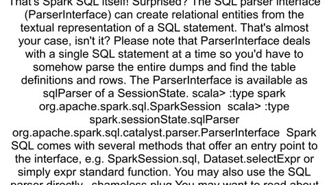 How to extract tables with data from sql dumps using Spark