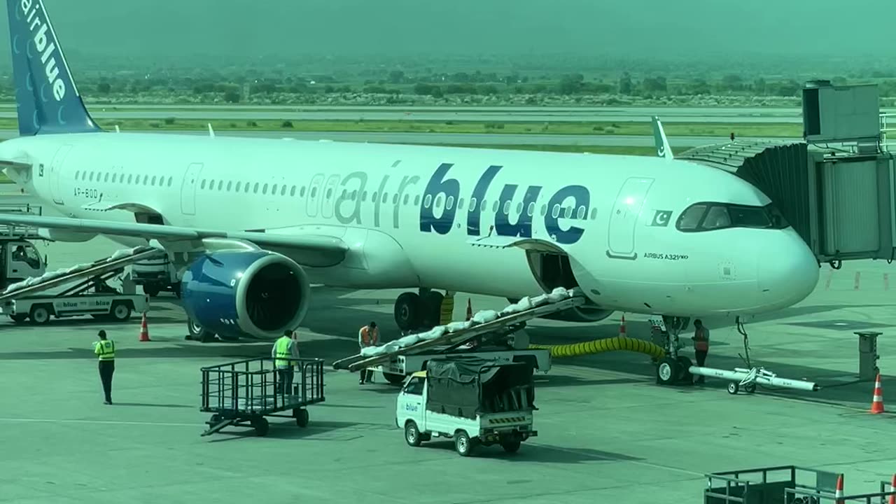 Air blue and emirates airlines aeroplanes