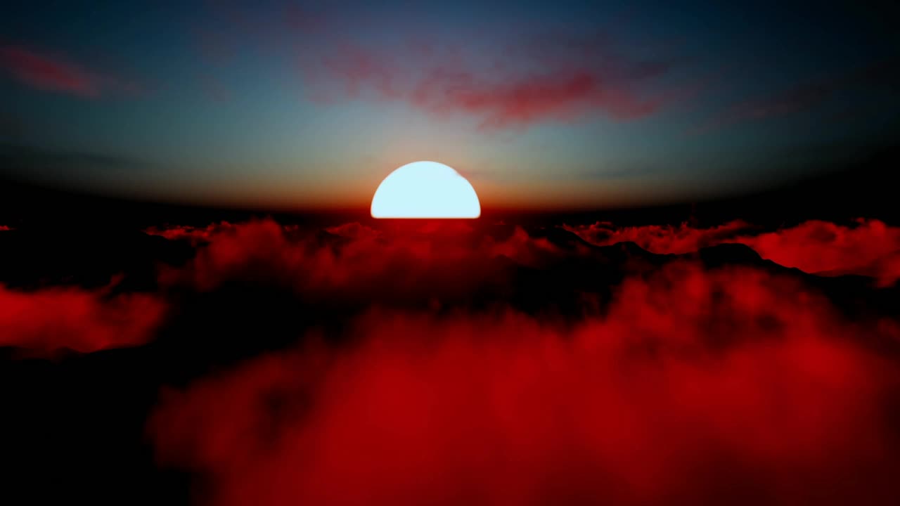 Stunning sun in the sunset over the clouds