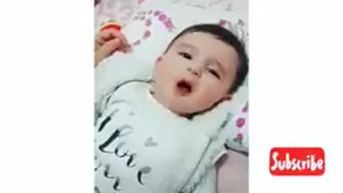 Cute baby say pa pa pa