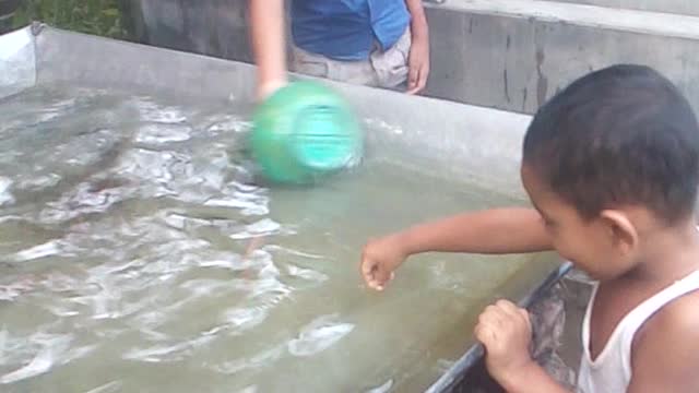 Children with village games in funey video