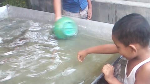 Children with village games in funey video