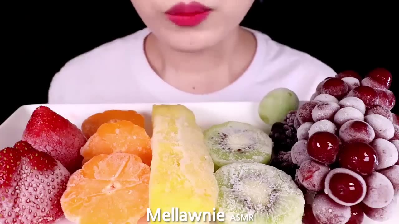 ASMR FROZEN STRAWBERRY, GRAPE, KIWI, PINEAPPLE, BLACKBERRY