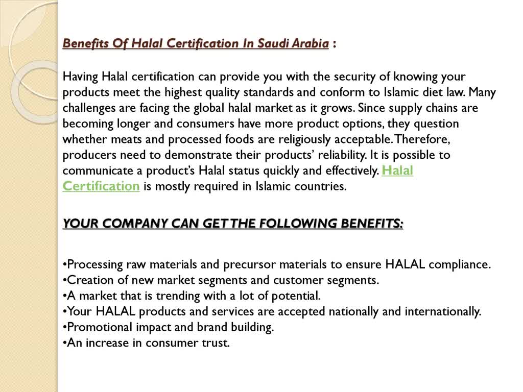 Benefits of Halal Certification in Saudi Arabia