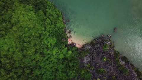 Top View Footage Of People Chilling On The Island