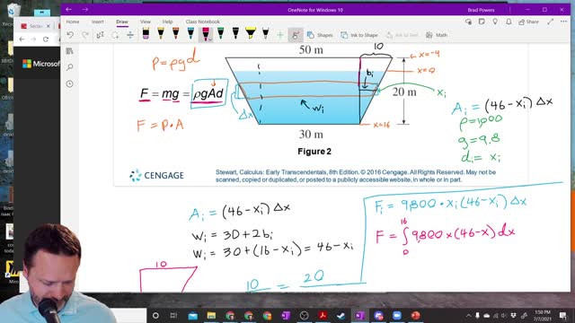 Calculus 2 - Section 8-3 - Hydrostatic Force Example