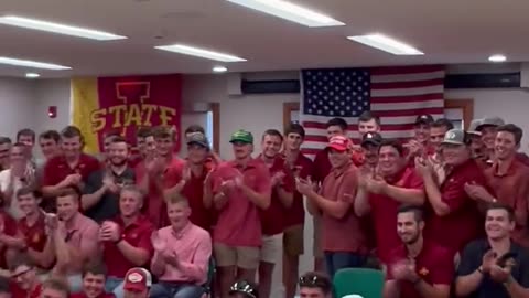 President Trump stopped by a frat house in Iowa