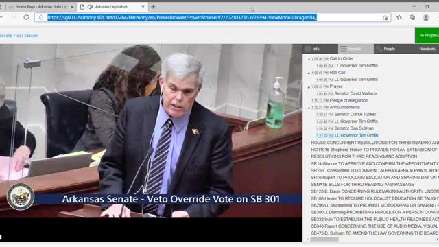 Intro to Vote to override Veto on SB301, a bill that returns unjust fines