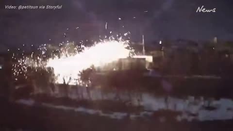 Security camera captures Russian strike in Kharkiv, Ukraine