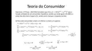 Microeconomia 048 Teoria do Consumidor Exercícios Escolha