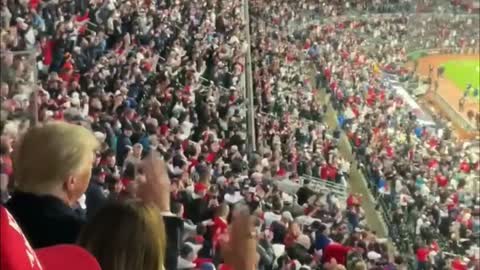 Trump doing tomahawk chop World Series
