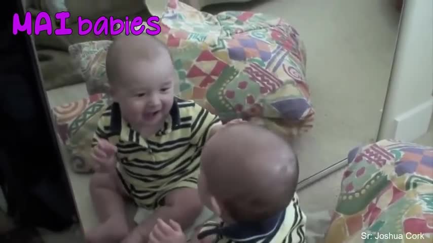 Cute baby moments Funny Babies Reflection when see mirror Cutest