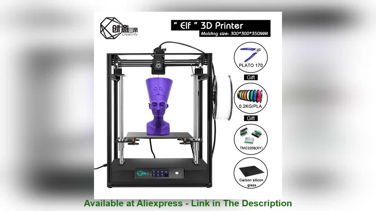 ☄️ 2021 Creativity ELF Corexy FDM 3d printer Dual Z Axis Large Size 3dprinter PLA Filament Support