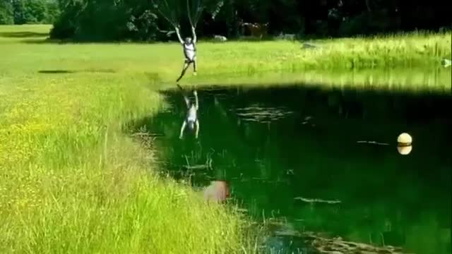 Man doing stunts with parachute like a boss